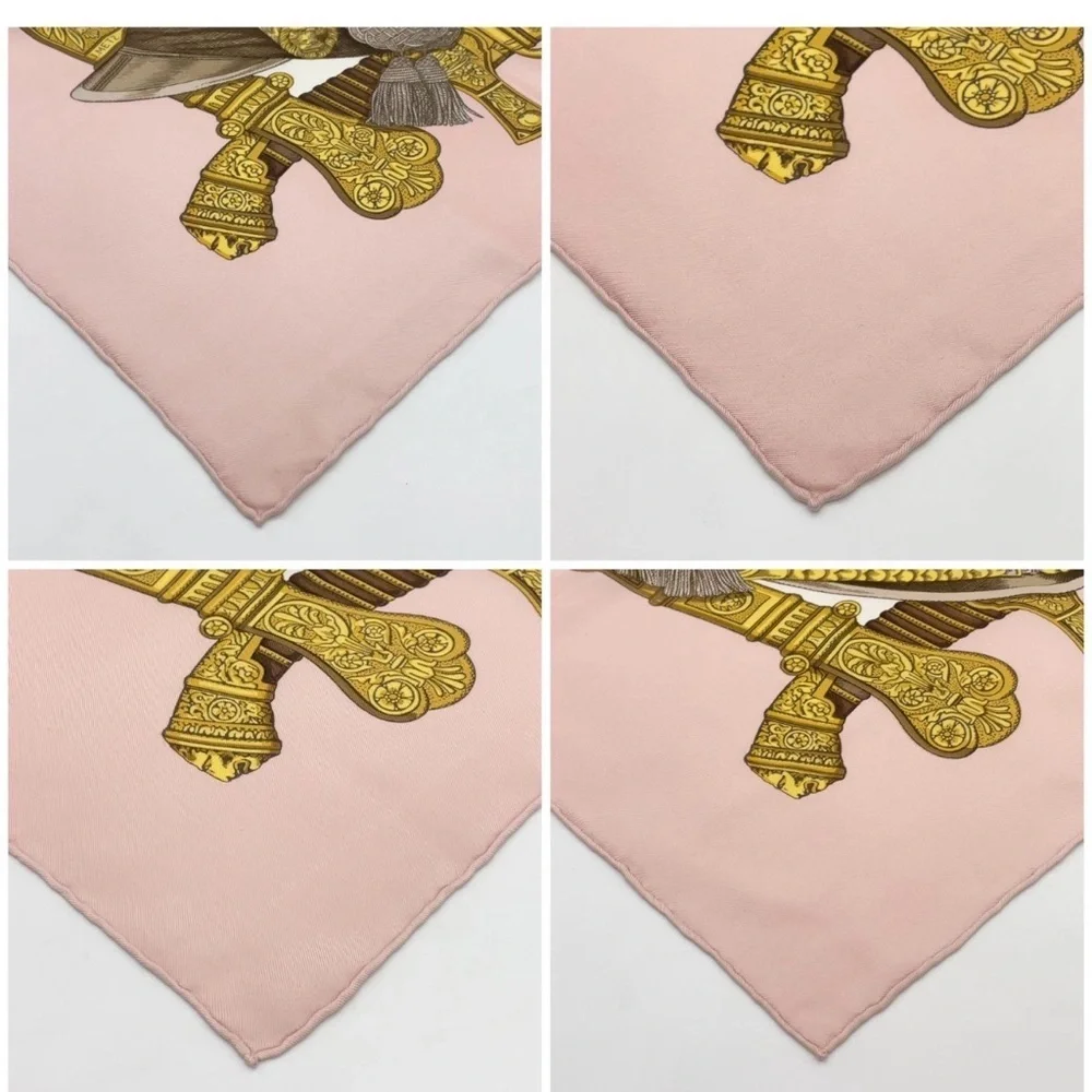HERMES Vintage Rare Collectors Carre 90 “Grand Uniforme” 100% Silk Pink Scarf - Picture 13 of 15